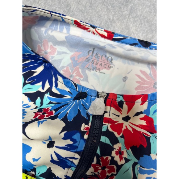 Denim & Co Beach Womens XL Rash Guard and Swim Shorts Set Floral Red Blue White - Picture 5 of 5